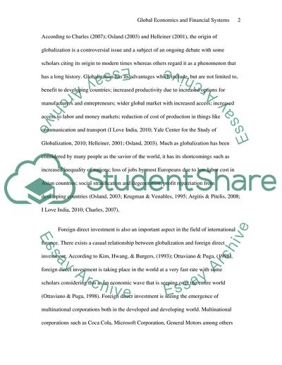 Gobal Economics and Financial Systems