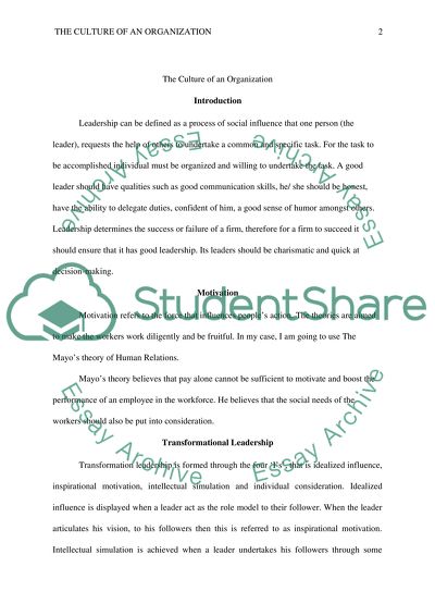 The Culture Of An Organization