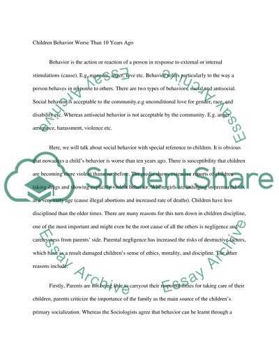 Children Behavior Worse Than 10 Years Ago