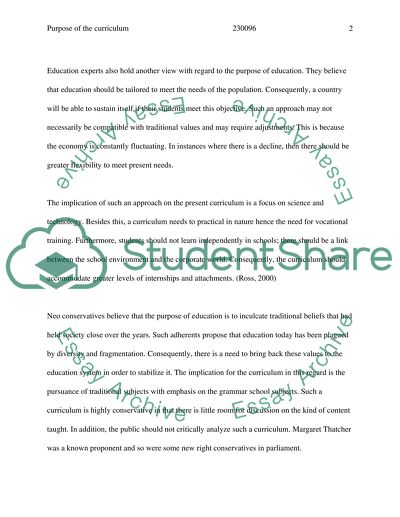 purpose of school curriculum essay