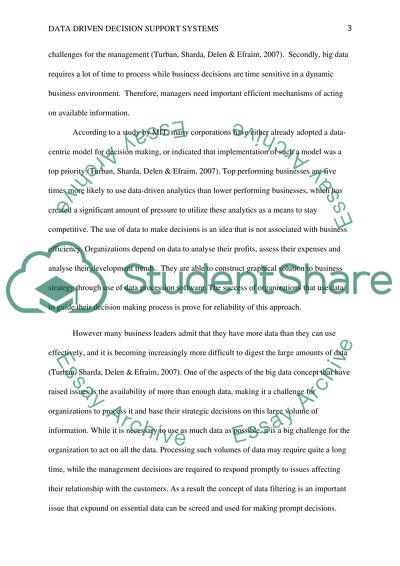 Data-Driven Decision Support Systems