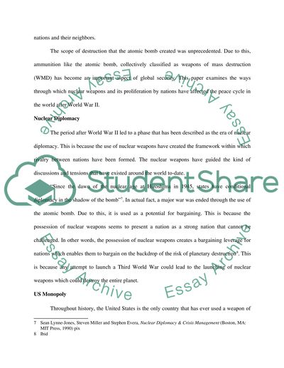 Role of Nuclear Weapons in Post-World War II Peace Cycle