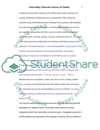 Food Safety Pests and Vectors Air Quality
