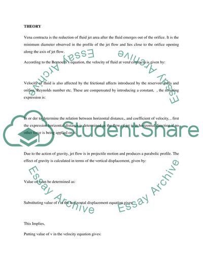 Civil engineering level 1 Fluid Mechanics Lab report (oriphis and free jet flow)