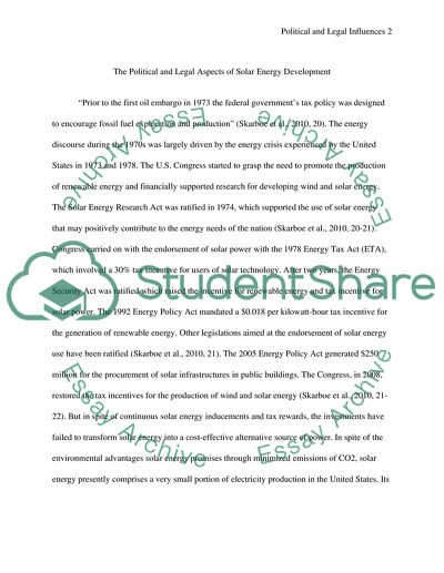 Solar Energy Political and Legal Influences