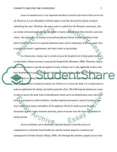 Charity Care for the Uninsured