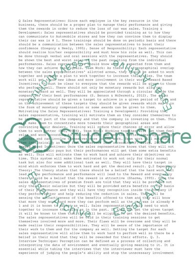 Motivating the Sales Representatives and Interview Technique