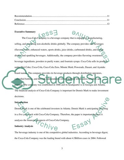 Security and Financial Analysis of Coca-Cola Company