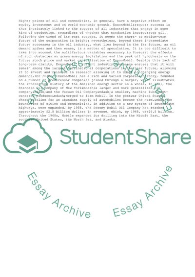 Analysis of Exxon Mobil Corporation
