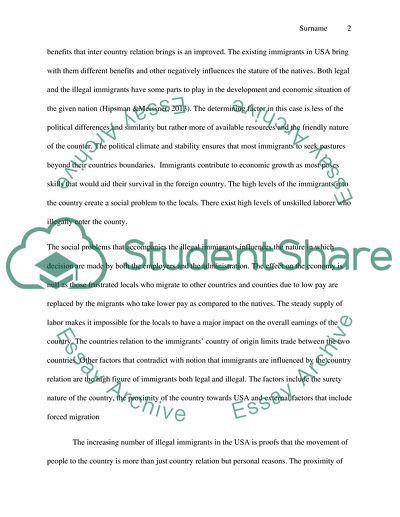 The Relation between the USA International Relations, Immigration and the Economy
