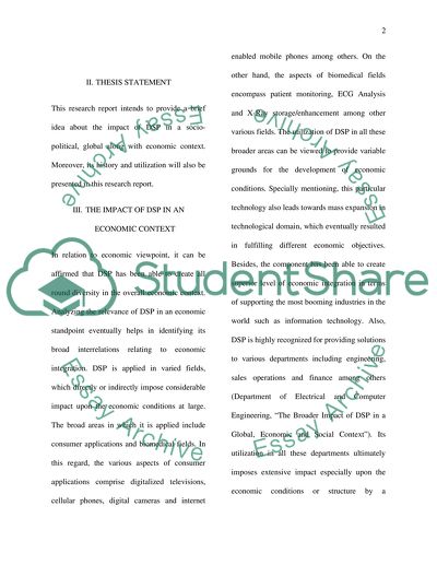 Impact of DSP in the Economic