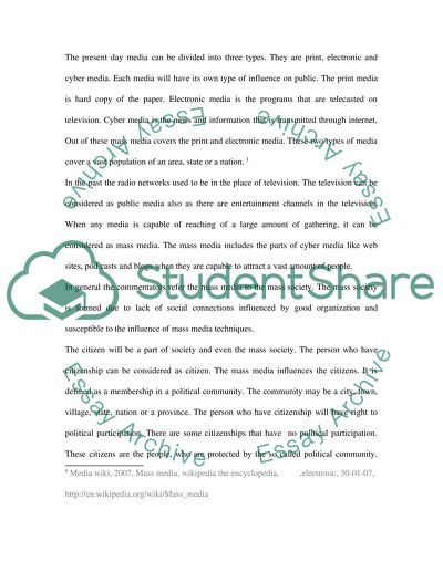 Media, Citizenship, Public Opinion and Spin