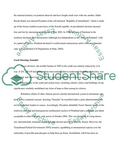 Somalia: In the Vestiges of an Intrastate War