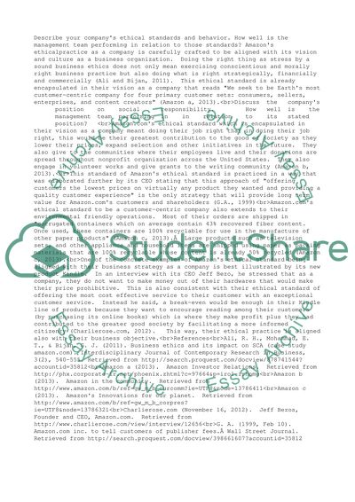 Company Analysis-Ethics and Social Responsibility(AMAZON)