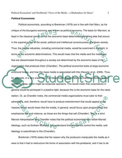 Political Economists and Neoliberals Views of the Media