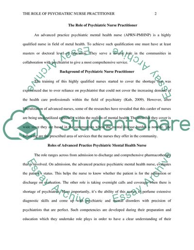 The Role of Psychiatric Nurse Practitioner