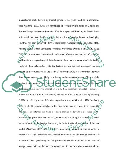 International Bank Entry Driven Factors