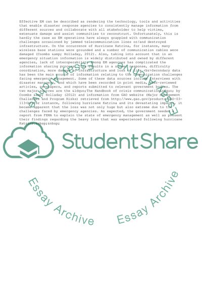 Communication Challenge in Emergency Management