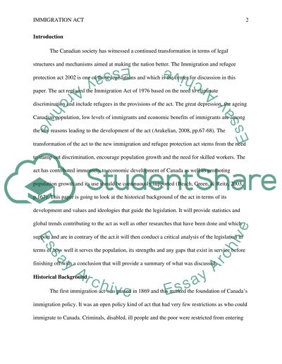 The Immigration and Refugee Protection Act 2002