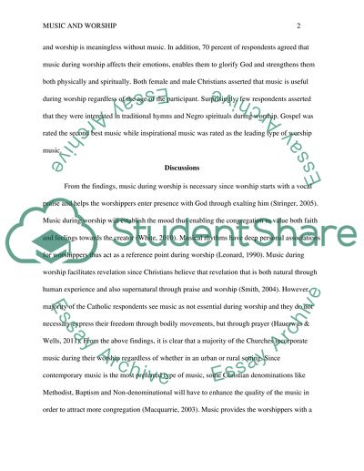 Effect of music during worship sevice