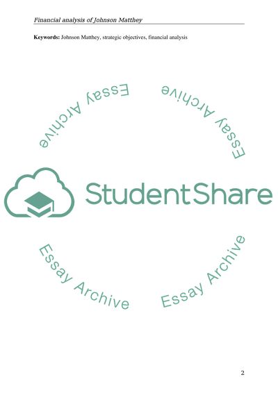 Financial Analysis of Johnson Matthey