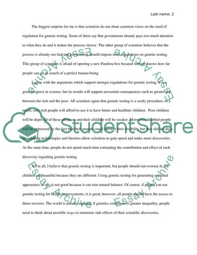 Genetic Testing in the Film Genetics and Public Policy: Chosen Children