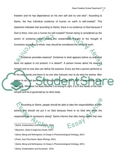 The Description of Existentialism and Human Existence as a Free Being