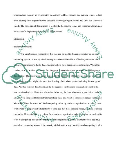 Security and Implementation Concerns of Cloud Computing Infrastructure
