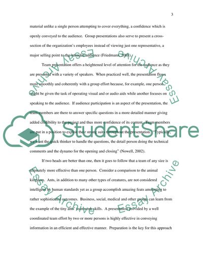 Advantages of using a team to develop and complete a presentation