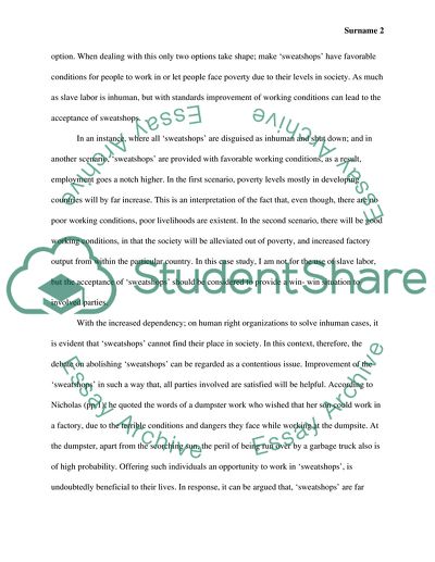 Can Working under Sweatshop or Slave Labor Conditions Be Acceptable