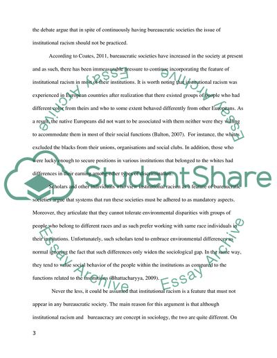 Is institutional racism an inevitable feature of bureaucratic societies