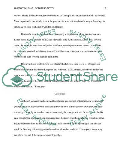 How students understand the lectures notes