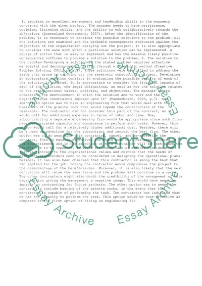 Problem Solution and Management Plan