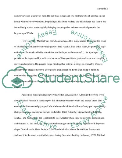 michael jackson biography essay