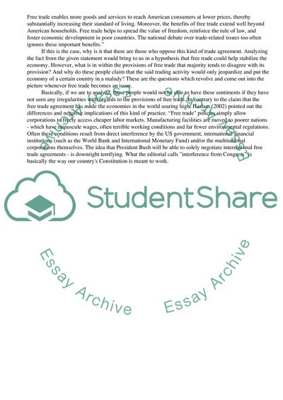 Effects Trade in the World Economy