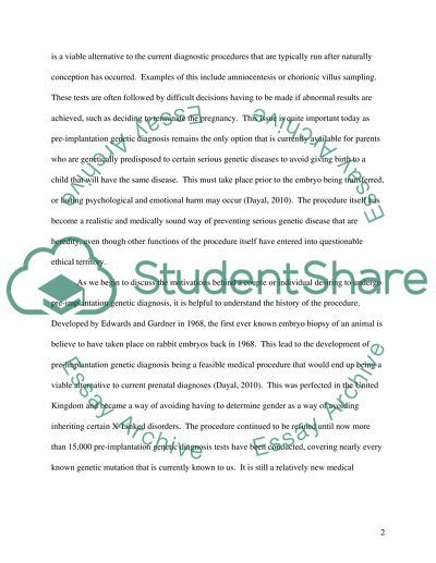 Pre-implantation Genetic Diagnosis