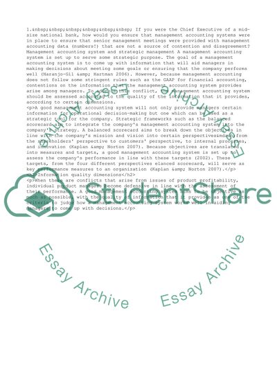 Management Accounting Systems