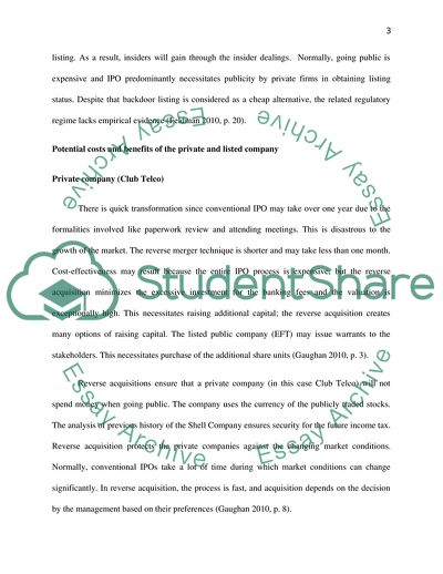 Potential Costs and Benefits of the Private and Listed Company