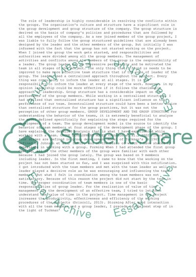 GROUP DEVELOPMENT AND THE GROUP STRUCTURE