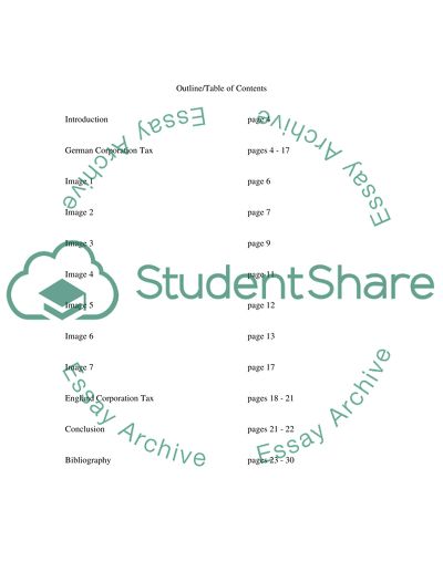 Corporate Taxation in Germany and England