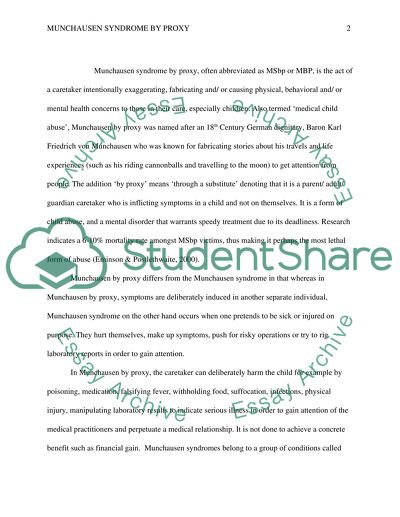 Munchausen Syndrome by Proxy