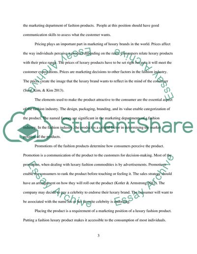 The marketing department in luxury fashion industry (fashion subject)