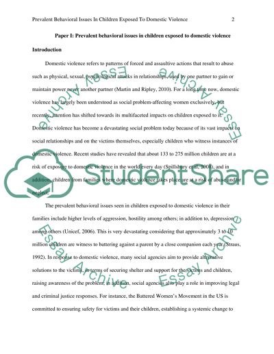 Prevalent Behavioral Issues in Children Exposed to Domestic Violence