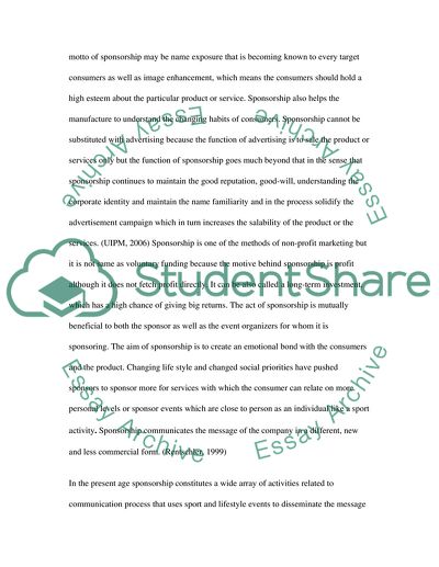 Sport Sponsorship: an Alternative And Global Way of Communication