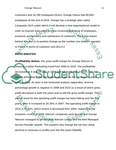 Financial Analysis of Orange Telecom