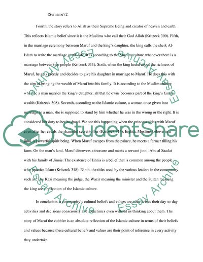 Which reflections of Islam are in the tale of Maruf the Cobbler