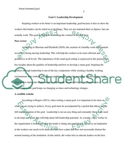 Smart Goals, Leadership Development and Organizational Planning in Nursing