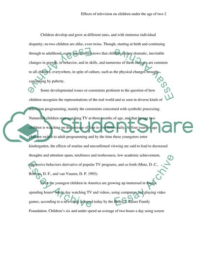 Effects of television on children under the age of two