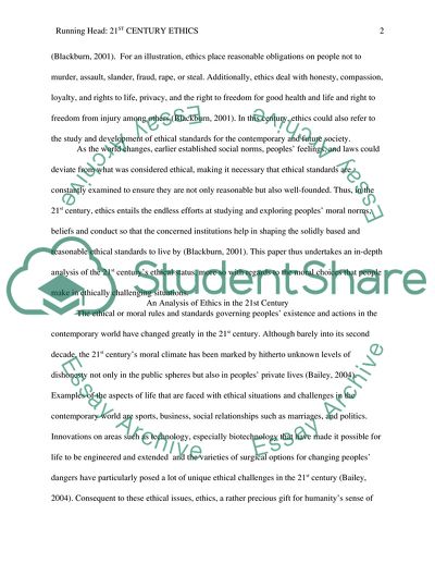 Ethics and the 21st Century