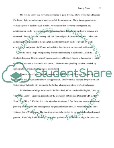 Juwon Hill Personal statement for Graduate Economics MA